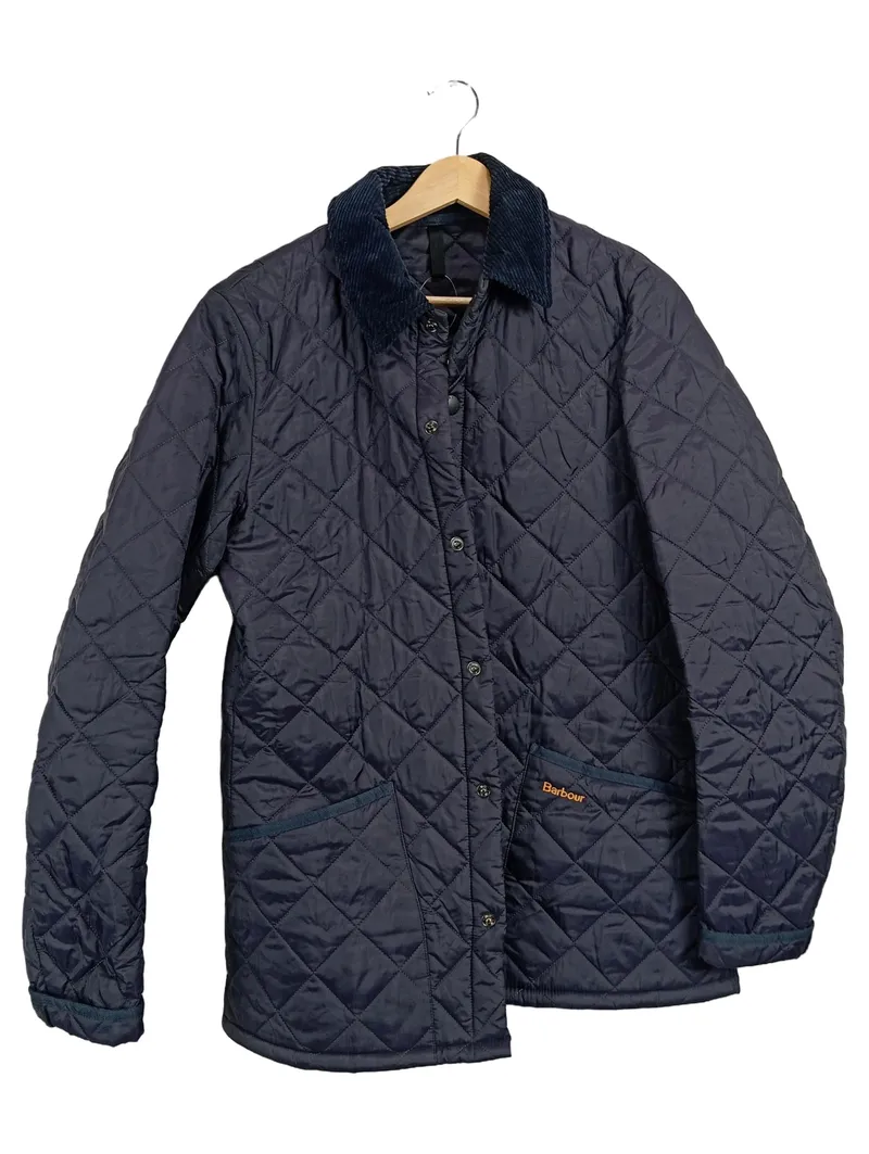 Barbour Steppjacke Herren Gr. XS (44) Blau Gesteppt Übergangsjacke Cordkragen 1