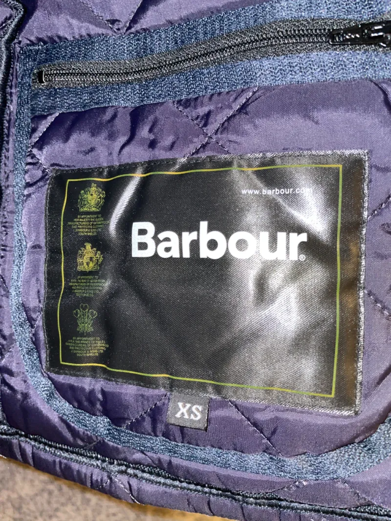 Barbour Steppjacke Herren Gr. XS (44) Blau Gesteppt Übergangsjacke Cordkragen 4