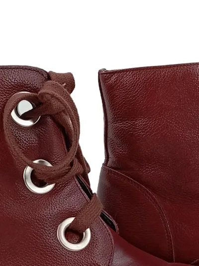 Qüero Damen Stiefelette Gr. 39 Bordeaux Rot Leder Schnürung Ankle Boots