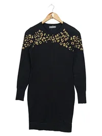 ESISTO Damen Etuikleid Gr. 36/S Schwarz Elegant Animal-Print Pailletten 1