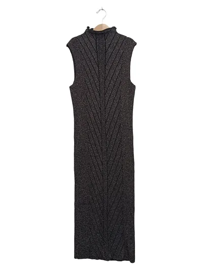 COSTES STUDIO Cocktailkleid Damen 38;M Schwarz Rippstrick Glitzer Midikleid
