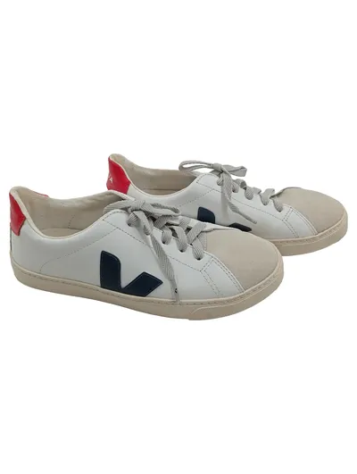 VEJA Esplar Sneaker Damen Gr. 39 Weiß Blau Rot Leder Low Top