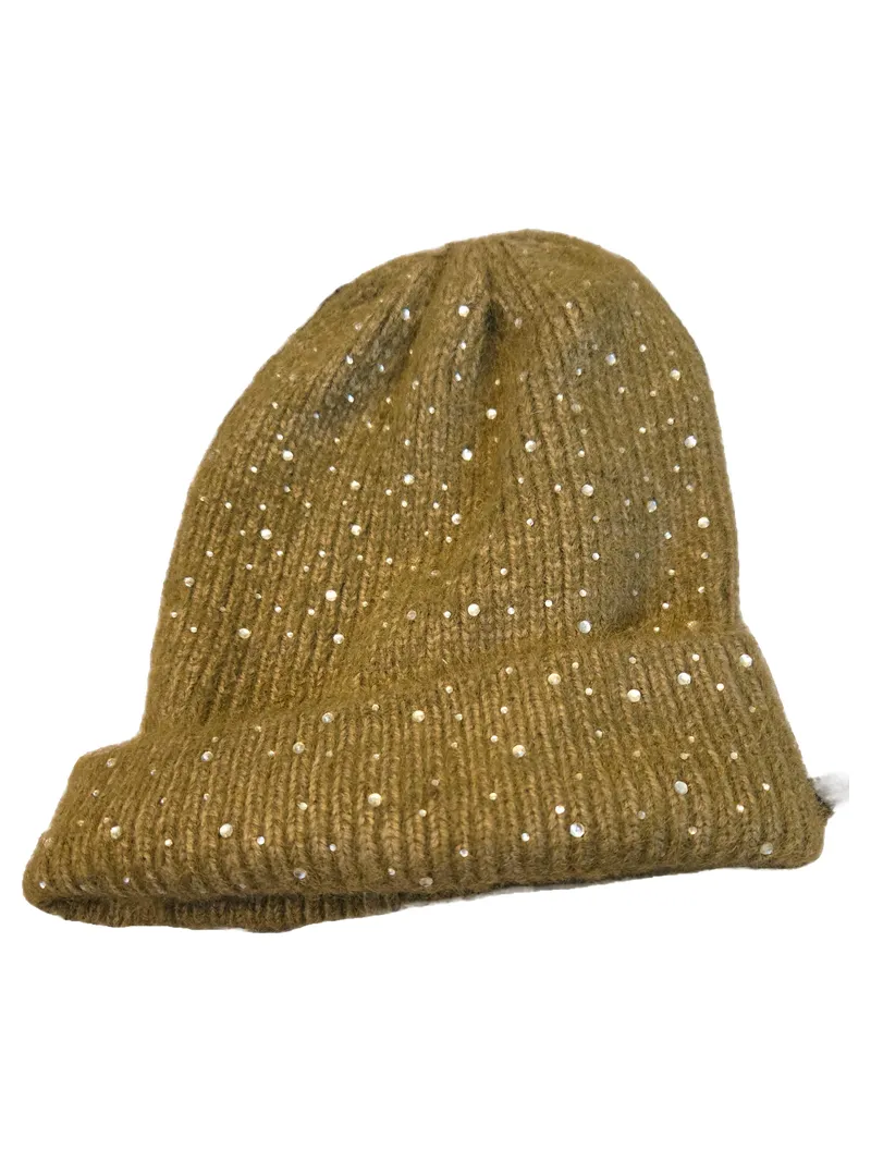 BIJOU BRIGITTE Mütze Damen Braun Casual Strasssteine Beanie 1