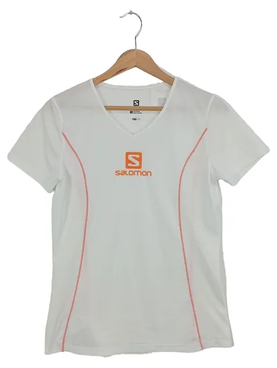 SALOMON Damen Sport Shirt Gr. 36/S Weiß Polyester Kurzarm Sportlich