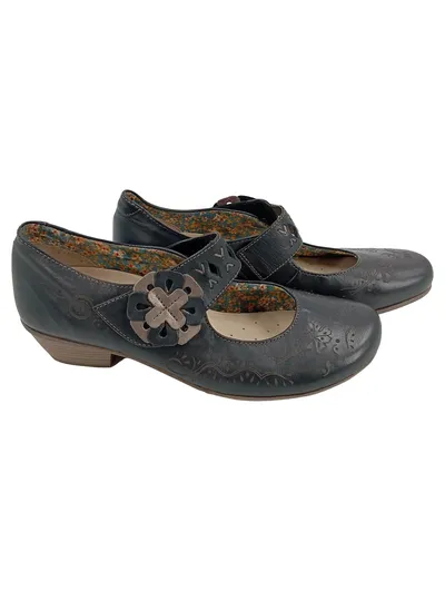 REMONTE Ballerinas Damen Gr. 37 Schwarz Florales Muster Klassisch Feminin