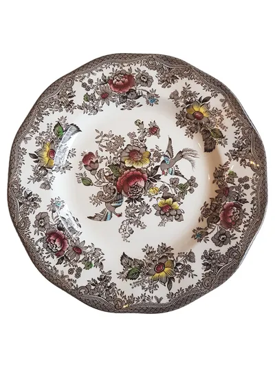 Enoch Wedgwood Essteller Vintage Mehrfarbig Porzellan 20cm Blumen Vogel Teller