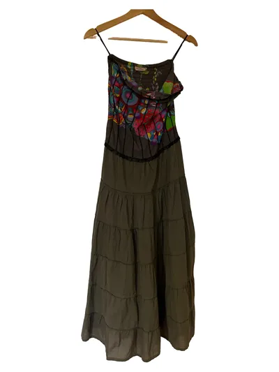 Coton Du Monde Damen Sommerkleid Bohemian Grafik Muster Midikleid M