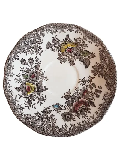 Enoch Wedgwood Untertasse Vintage Porzellan Mehrfarbig Oriental Pheasants 15cm
