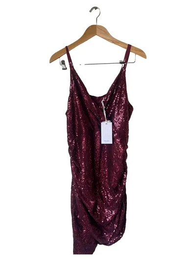 Grace Karin Festliches Kleid Damen Rot Pailletten Raffungen Gr. 44/XXL