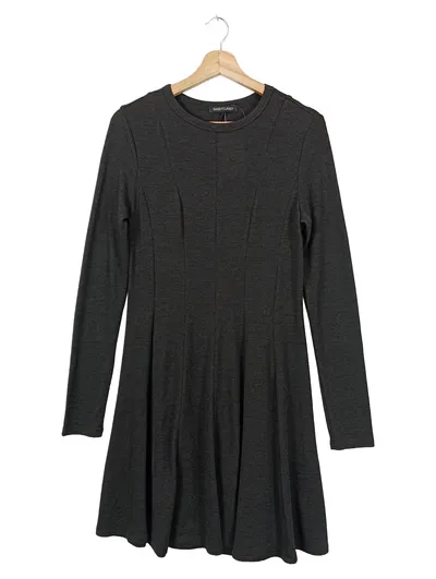 SASSY CLASSY Damen Freizeitkleid Gr. 36/S Grau Langarm Klassisch Elegant