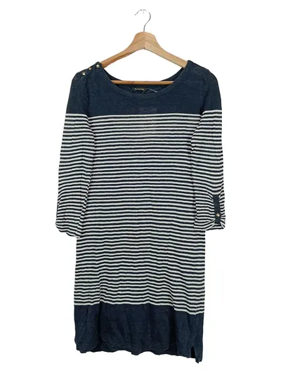 MASSIMO DUTTI Damen Freizeitkleid Leinen Gestreift Gr. 36/S Maritim
