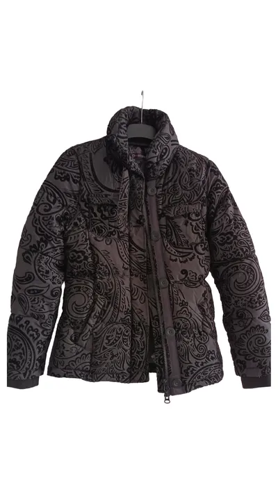 Desigual Damen Steppjacke Gr. 38;M Schwarz Paisley Muster Casual