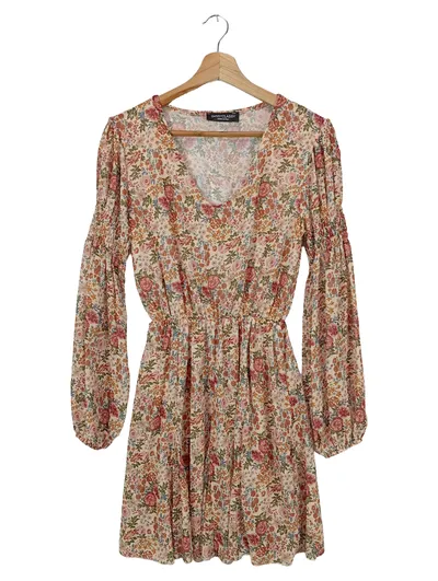 SASSY CLASSY Damen Freizeitkleid Gr. 36/S Mehrfarbig Blumenmuster Bohemian