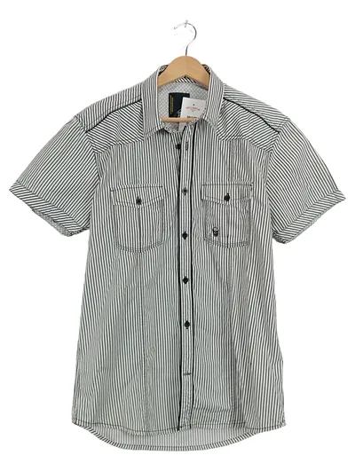 Jack & Jones Herren Kurzarmhemd Gr. M gestreift weiß schwarz Casual