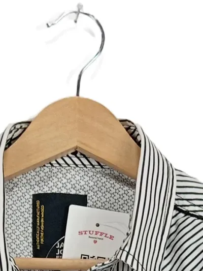 Jack & Jones Herren Kurzarmhemd Gr. M gestreift weiß schwarz Casual