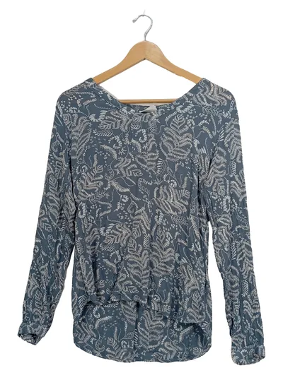 Kaffe Damen Bluse Langarm Blumenmuster Blau Gr. 36/S Viskose
