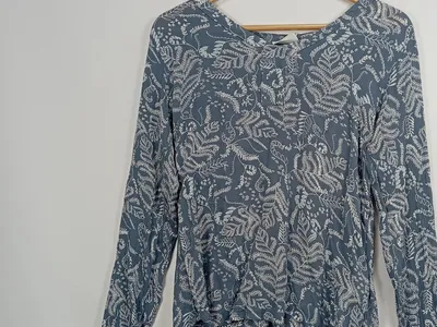 Kaffe Damen Bluse Langarm Blumenmuster Blau Gr. 36/S Viskose