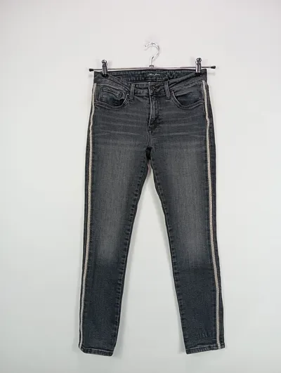 MAVI JEANS Damen Mom Jeans Gr. 36/S Grau Strass Seitenstreifen Casual