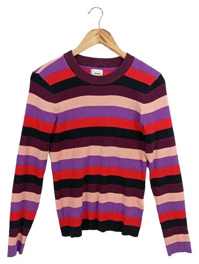 NüMPH Damen Pullover Gr. 40/L Mehrfarbig Gestreift Rippstrick Casual