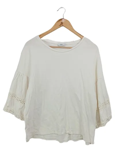 CLOSED Bluse Damen 34/XS Weiß Casual Lochmuster Rüschen