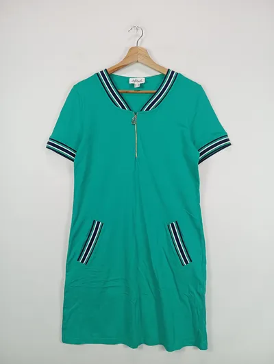 AFIBEL Damen Blusenkleid 36/S Grün Preppy Casual Freizeitkleid Kurzarm