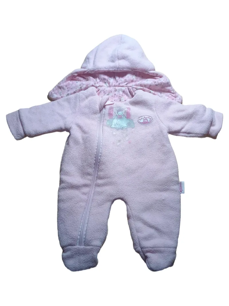 Baby Annabell Strampler Overall Puppenkleidung Rosa Kapuze Reißverschluss 1