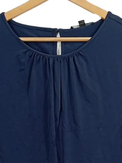 Comma Damen Top Bluse Gr. 38 M Blau Elegant Viskose Ärmellos Büro