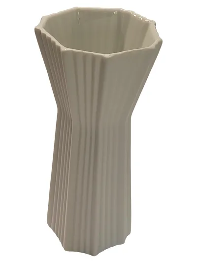 Kaiser Porzellan Vase Achtkant Modern Weiß Strukturmuster 18 cm