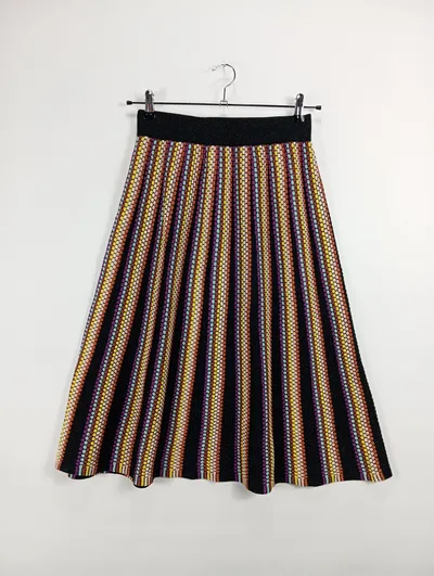 King Louie A-Linienrock Gestreift Retro Strick Baumwolle Damen Gr. 38 M
