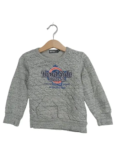 Dirkje Sweatshirt Jungen Gr. 98 Grau Gesteppt Pullover Road Side Print Baumwolle