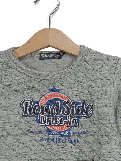 Dirkje Sweatshirt Jungen Gr. 98 Grau Gesteppt Pullover Road Side Print Baumwolle