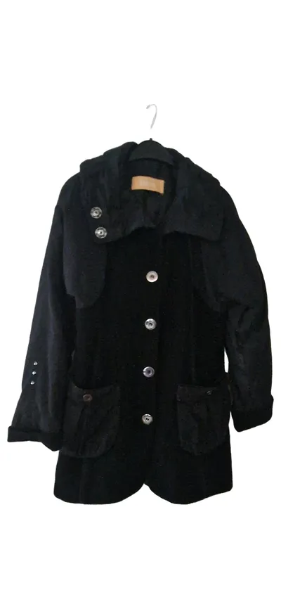 BiBA Damen Woll Kurzmantel Jacke Gr. 38 Schwarz Kaschmir Klassisch