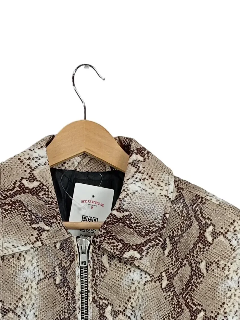 BDG Urban Outfitters Bomberjacke Schlangenmuster Damen XS Beige 2