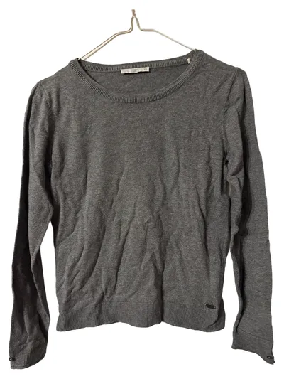 EDC Damen Langarmshirt Grau Gr. 34/XS Casual Baumwolle Viskose