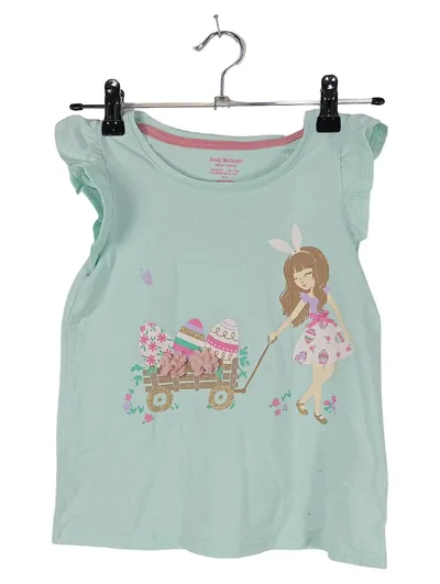 ISAAC MIZRAHI Kinder T-Shirt Gr. 128 Blau Mädchen Ostermotiv Rüschen