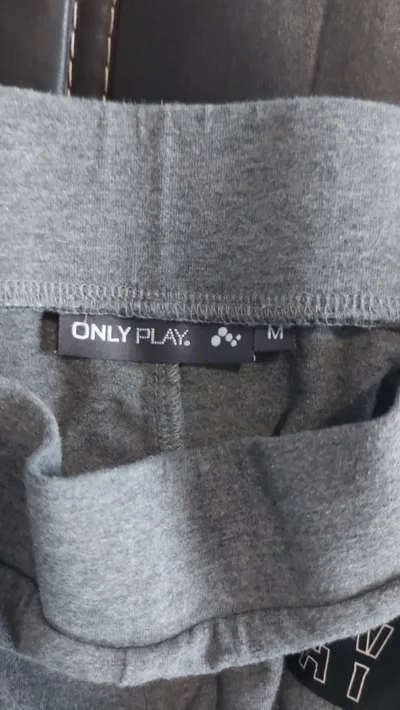 ONLY PLAY Damen Sport Leggings Grau Seitenstreifen Logo Gr. 38 M