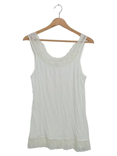 Cream Damen Top Shirt Gr. M Weiß Feminin Spitze Ärmellos
