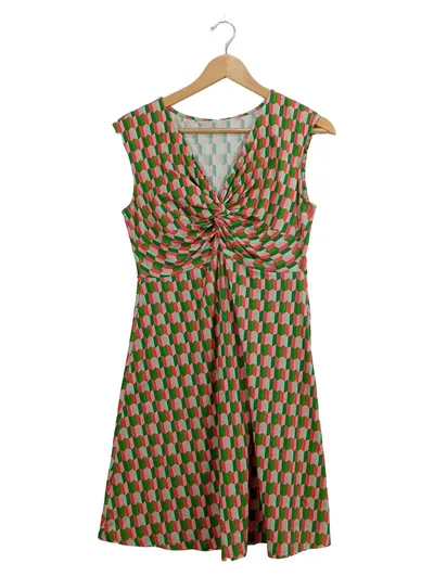Blutsgeschwister Kleid Damen Gr. 40/L Retro Geometrisch Baumwolle Mehrfarbig