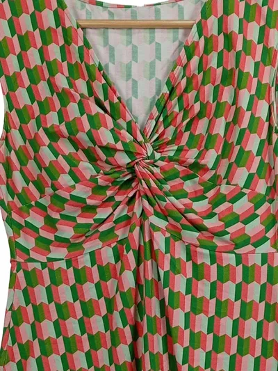 Blutsgeschwister Kleid Damen Gr. 40/L Retro Geometrisch Baumwolle Mehrfarbig