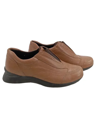 Janet D. Damen Slipper Leder Braun Gr. 36 Slip-On Casual