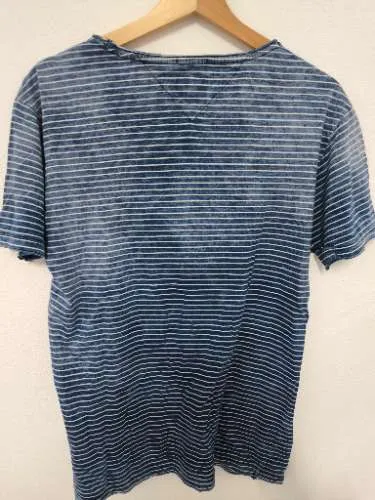 Hilfiger Denim Herren T-Shirt Gr. M Blau Weiß Gestreift Baumwolle