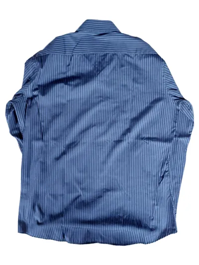 Finshley & Harding Herren Business Hemd Slim Fit Gr. 41 Blau Gestreift Bügelfrei