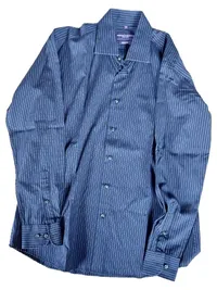 Finshley & Harding Herren Business Hemd Slim Fit Gr. 41 Blau Gestreift Bügelfrei 4