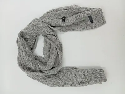 VOLKSWAGEN Damen Schal Grau Zopfstrickmuster Wolle-Mix 206cm