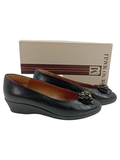 BRUNO MAGLI Damen Ballerinas Gr. 37.5 Schwarz Leder Elegant Klassisch