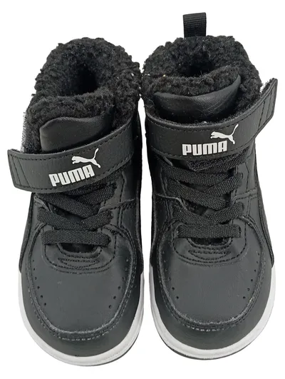 PUMA Rebound Joy Fur Kinder Sneaker Sportschuhe Schwarz Gr. 23 gefüttert