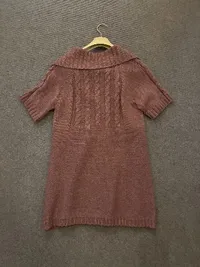 CANDA Damen Strickjacke Gr. 42 Lila Kurzarm Zopfmuster Cardigan 2