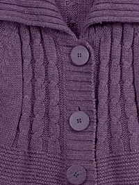 CANDA Damen Strickjacke Gr. 42 Lila Kurzarm Zopfmuster Cardigan 3