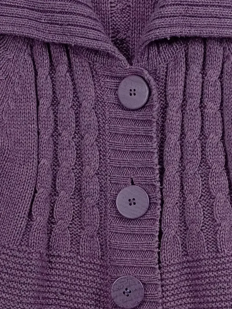 CANDA Damen Strickjacke Gr. 42 Lila Kurzarm Zopfmuster Cardigan 3