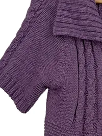 CANDA Damen Strickjacke Gr. 42 Lila Kurzarm Zopfmuster Cardigan 4